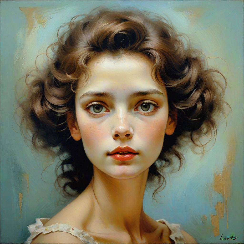 Tender Portrait in Expressive Oil Paint with Mixed Media Tex...