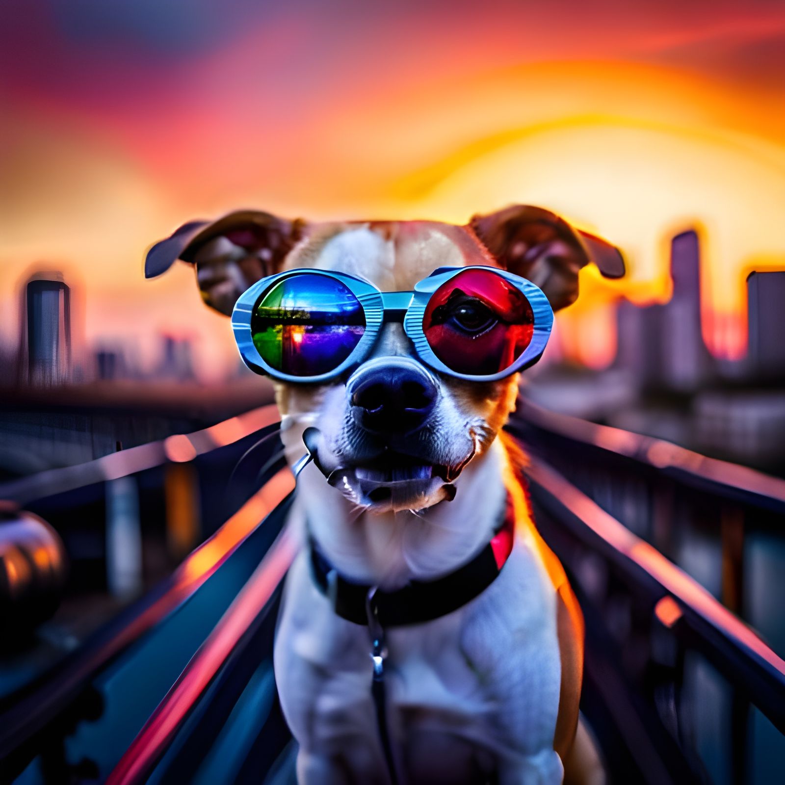 Hypnotic Dog in Dark Academia Mosaic Style