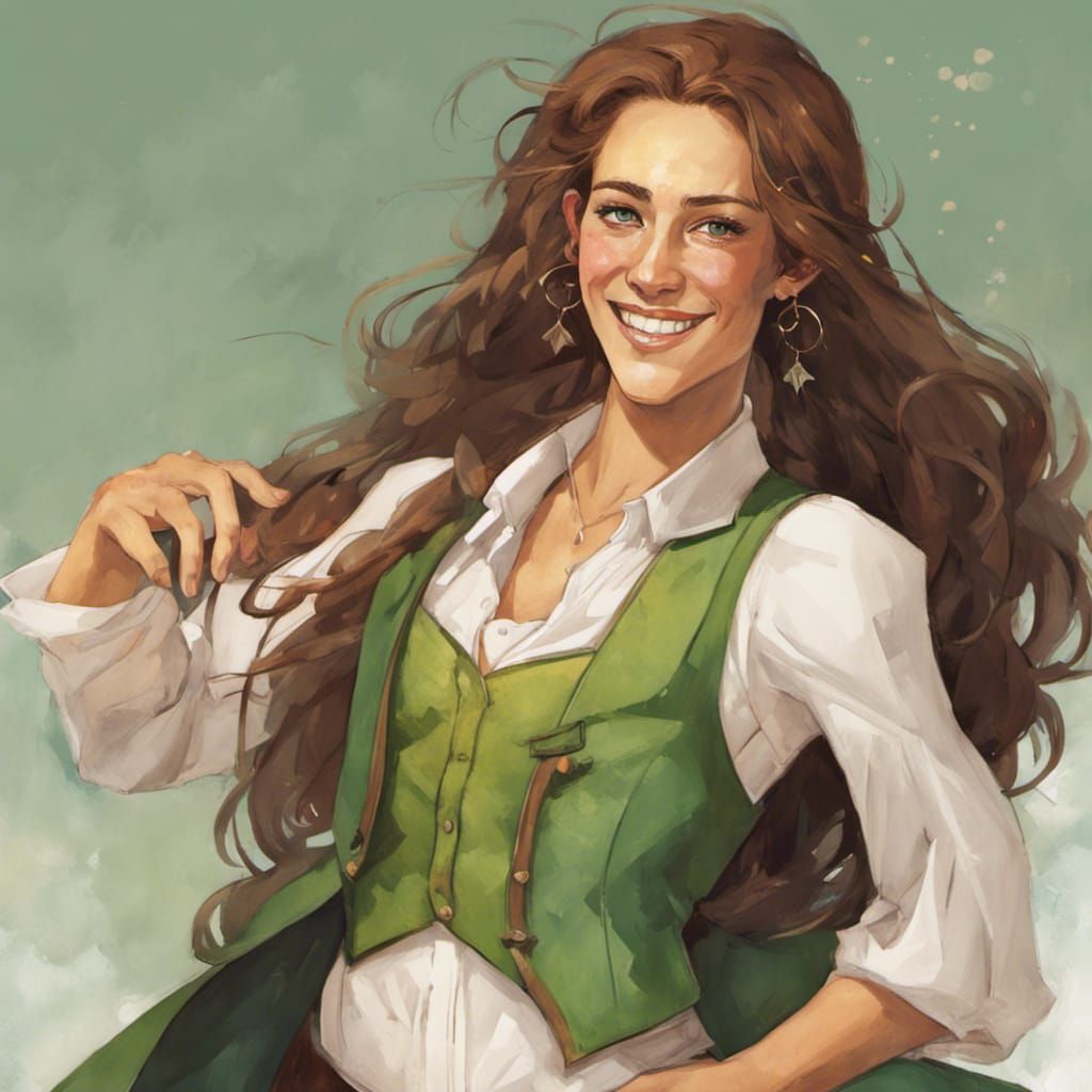 Portrait of Androgynous Bard with Green Waistcoat