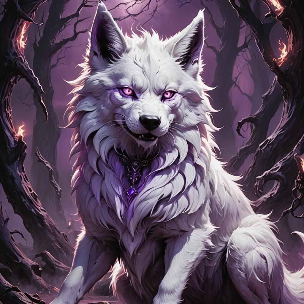 Idefix as a Demonic Dog in Dark Fantasy Style