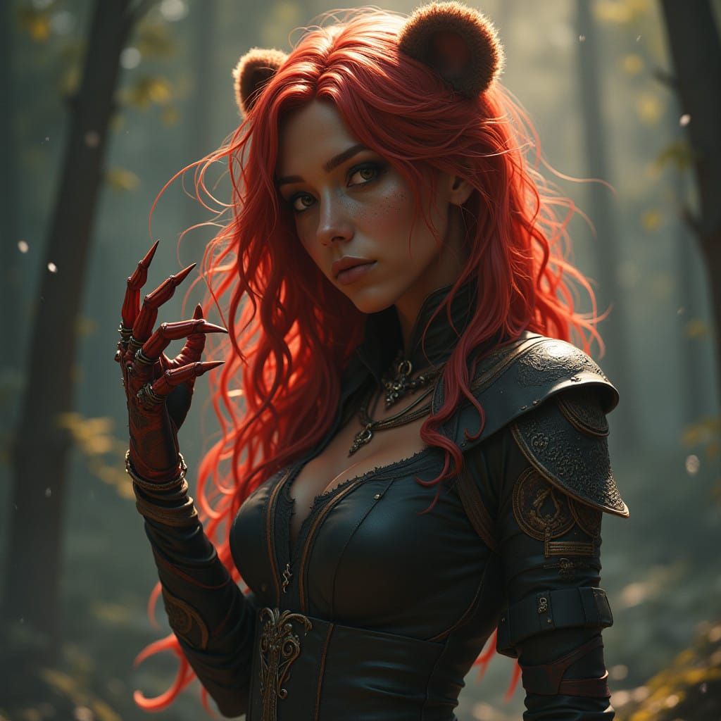 Dark Fantasy Warrior with Bear Ears and Sharp Claw