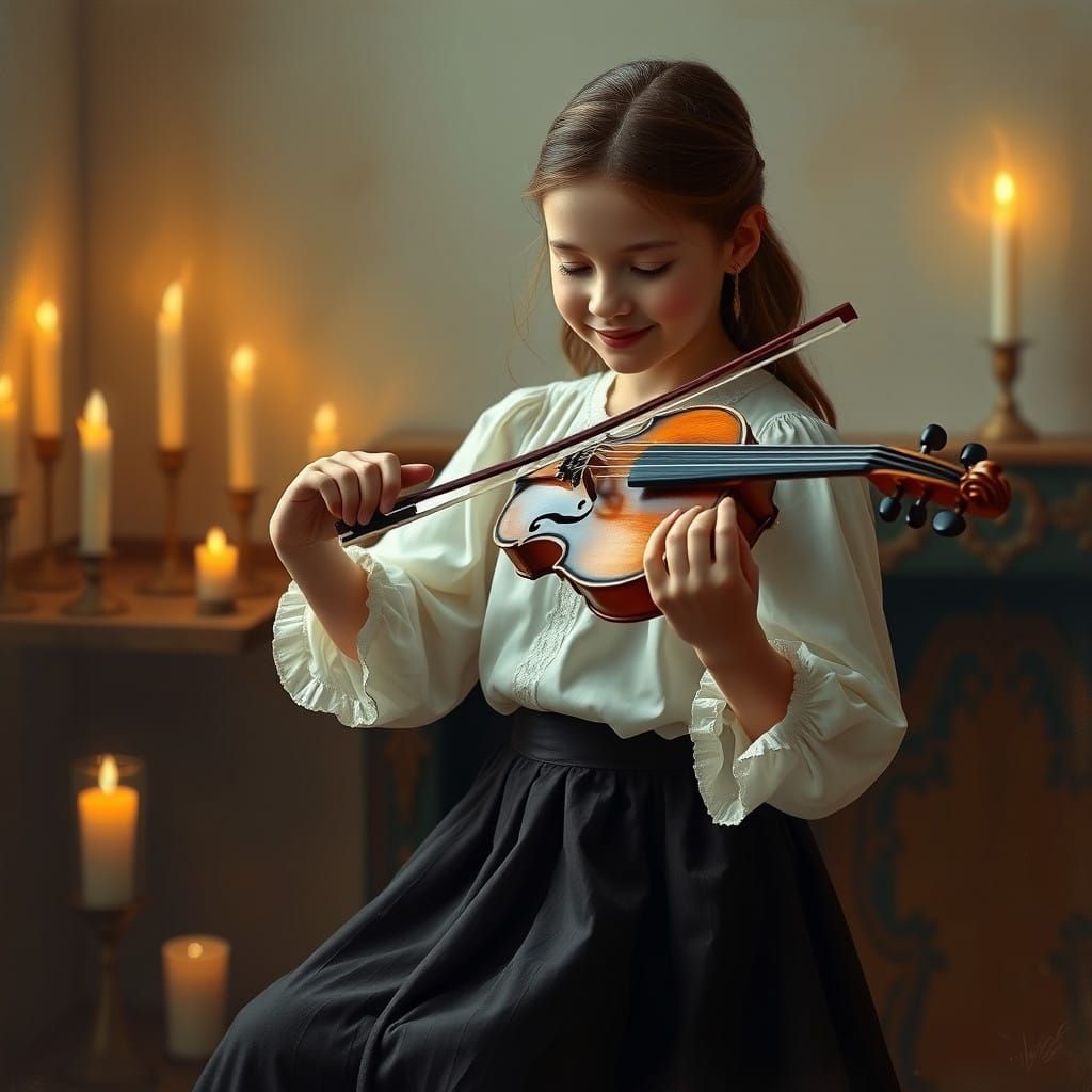 Gentle Violinist in Ethereal Light