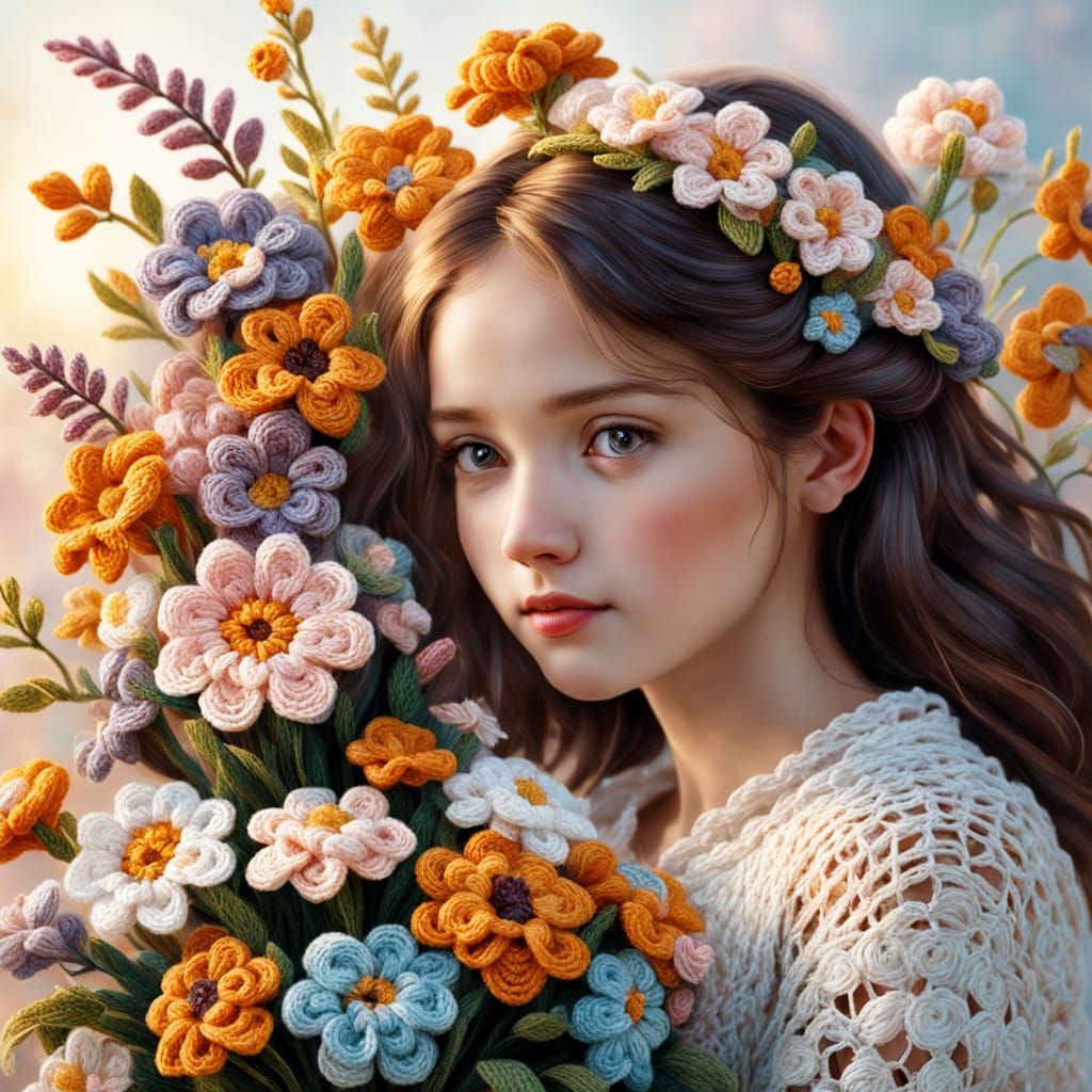 Delicate Crochet Bouquet in Soft Pastel Hues