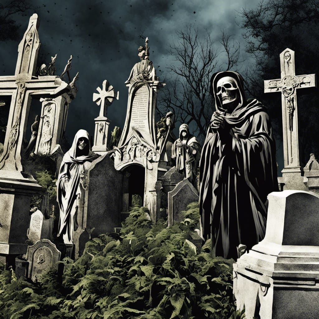 Undead Rising: A Cemetery Comic Book Illustration