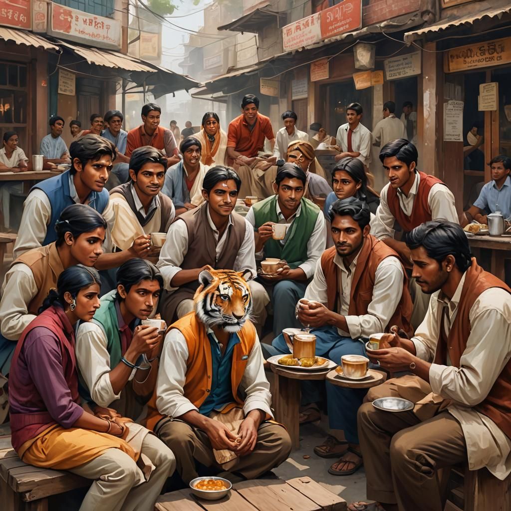 Animals Dressed as College Students at Tea Shop