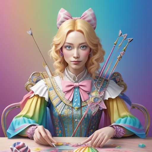 Candyland Tarot Reader with Bow: Digital Illustration
