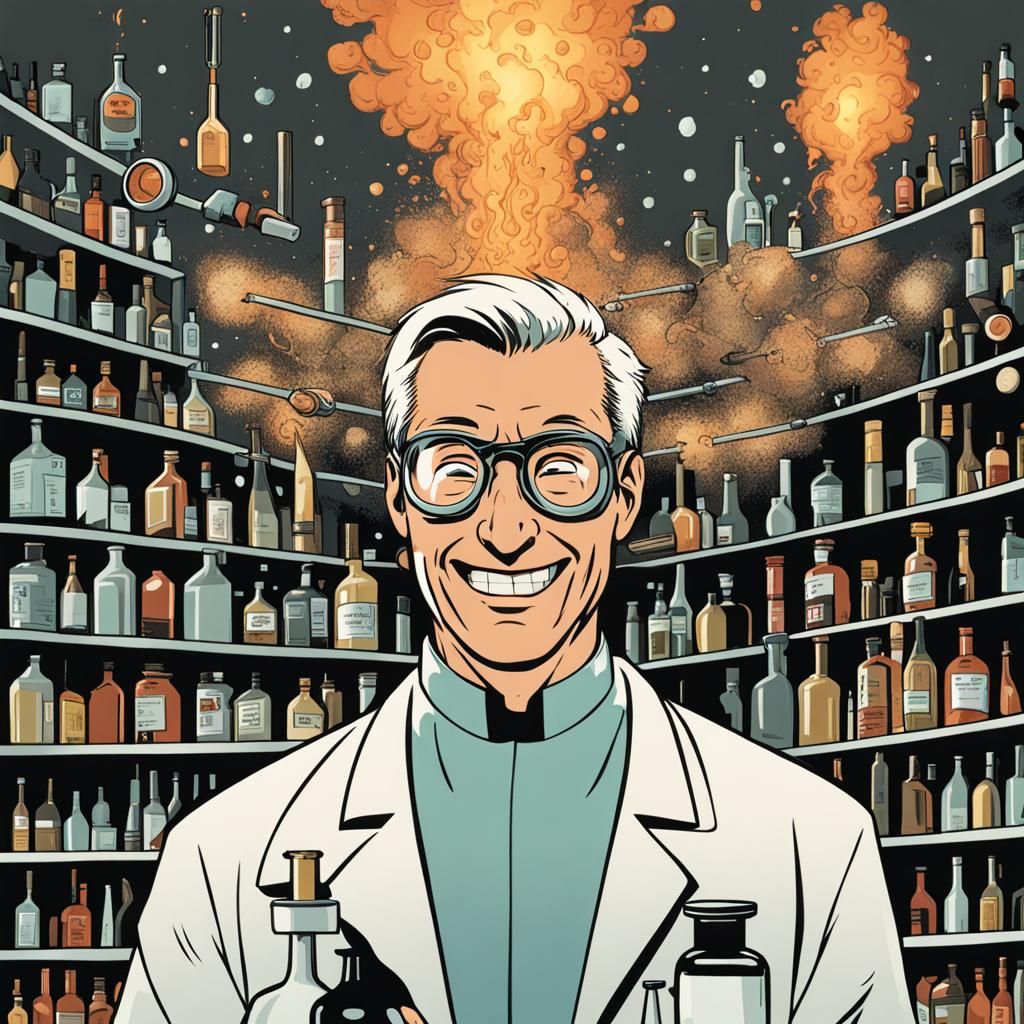 Delighted Scientist After Explosion