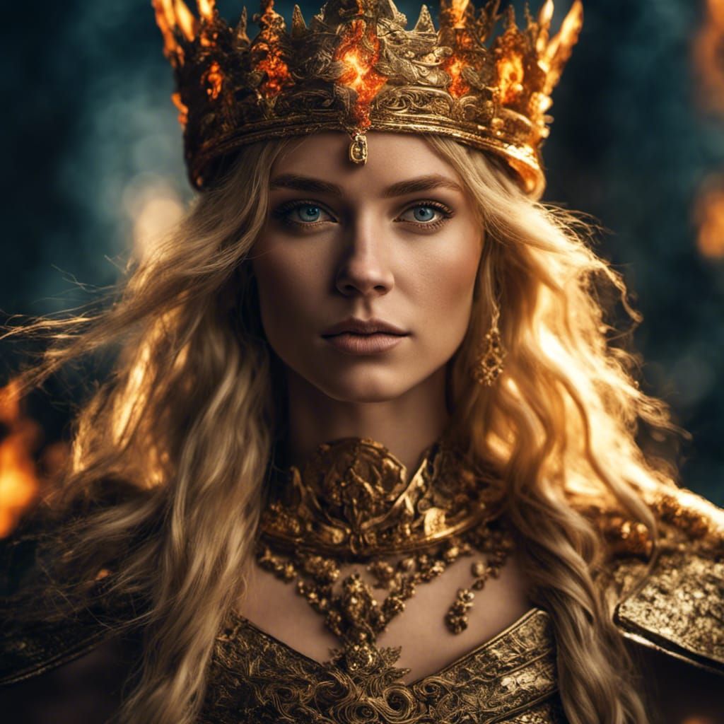 Golden Haired Warrior Queen Portrait in HDR