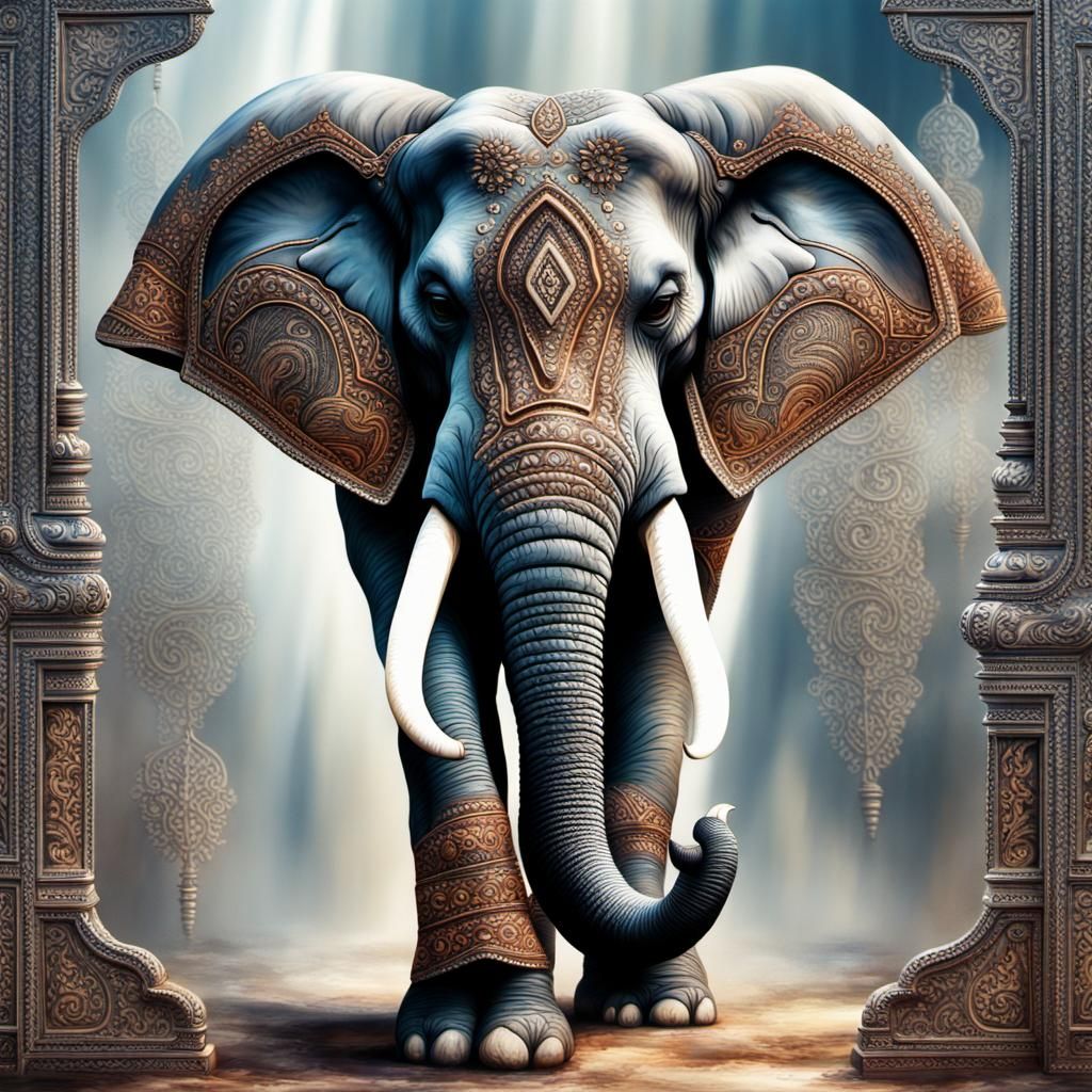 Supernatural Elephant Detailed Painting in 8K Resolution