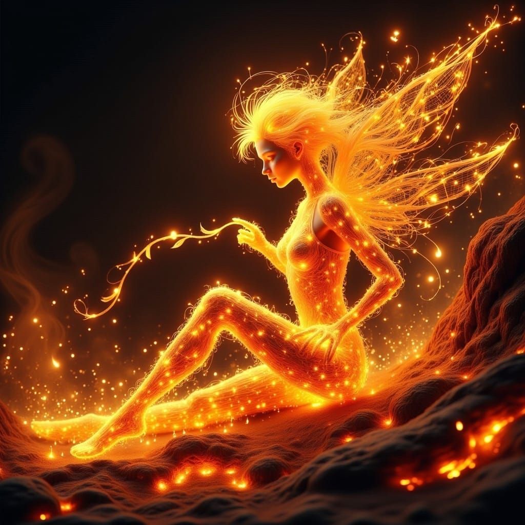 Fiery Fairy Sprite in Volcanic Kingdom