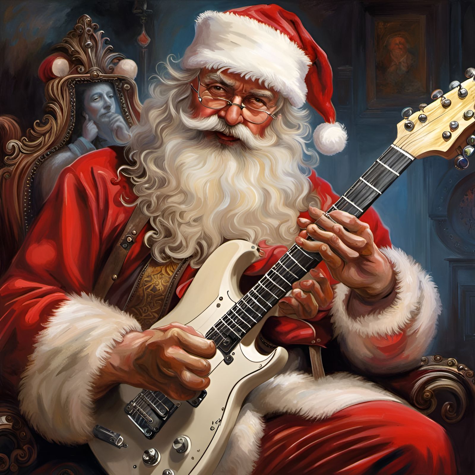 Santa Claus Rocks Out on Electric Guitar