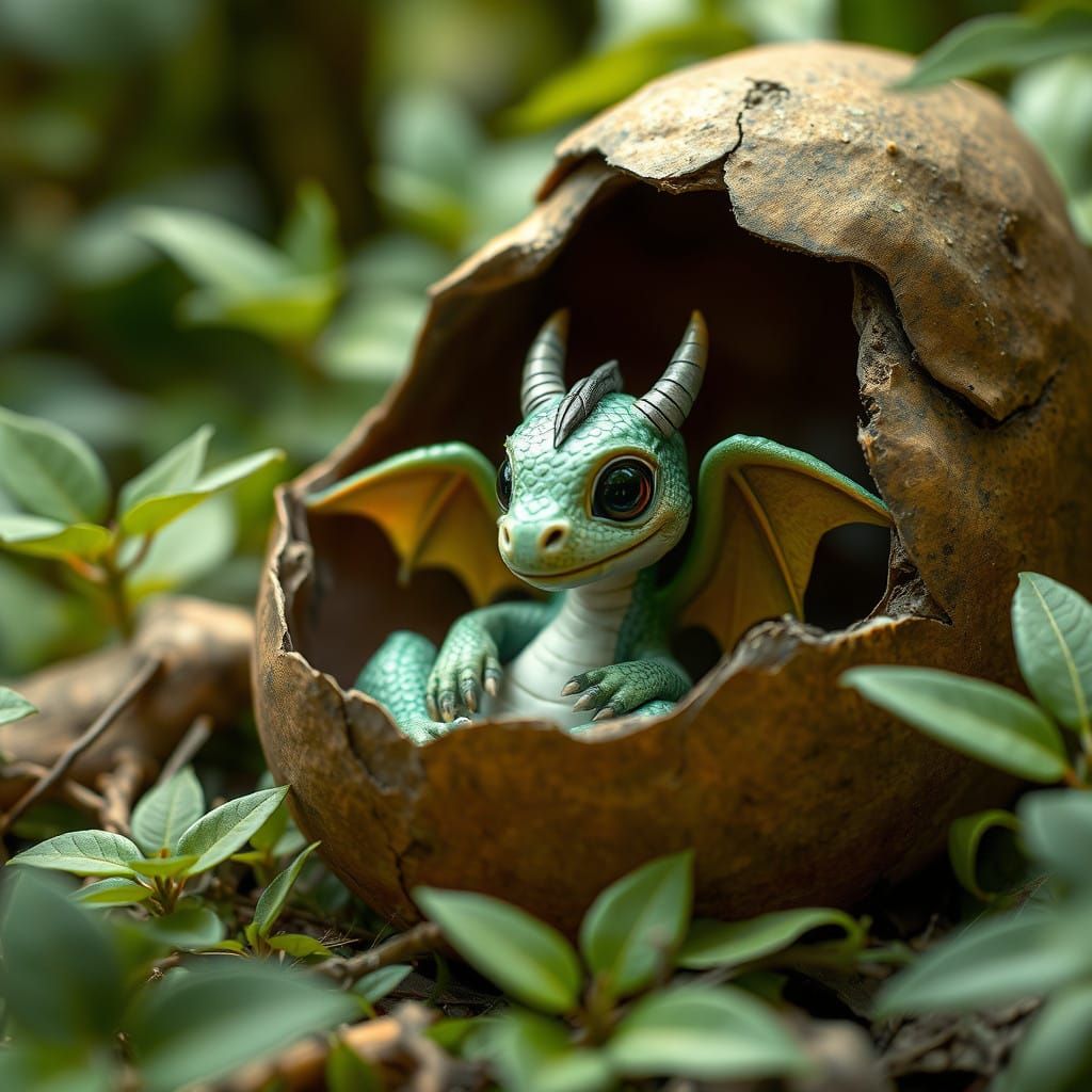 Adorable Jungle Hatchling Dragon Cracks Out of its Egg