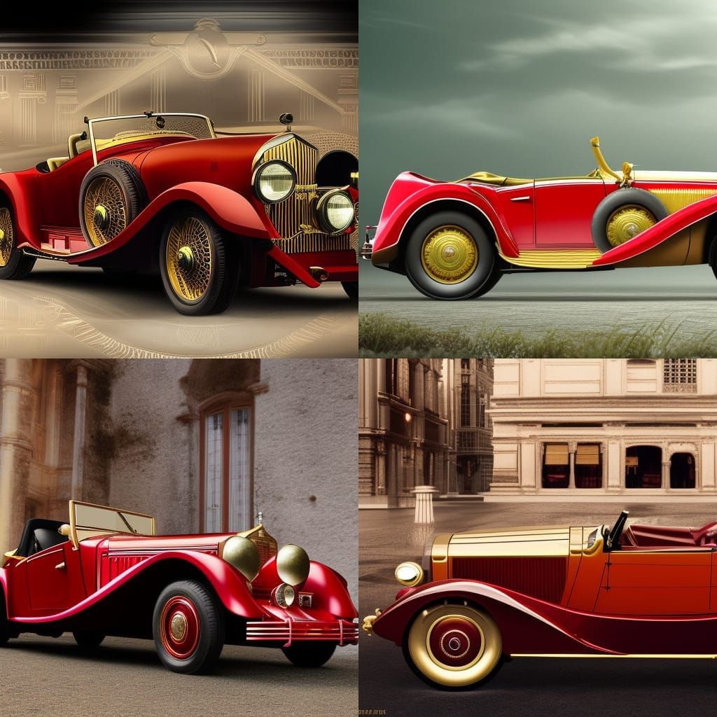 Classic Hispano Suiza Sports Car in Digital Matte Painting