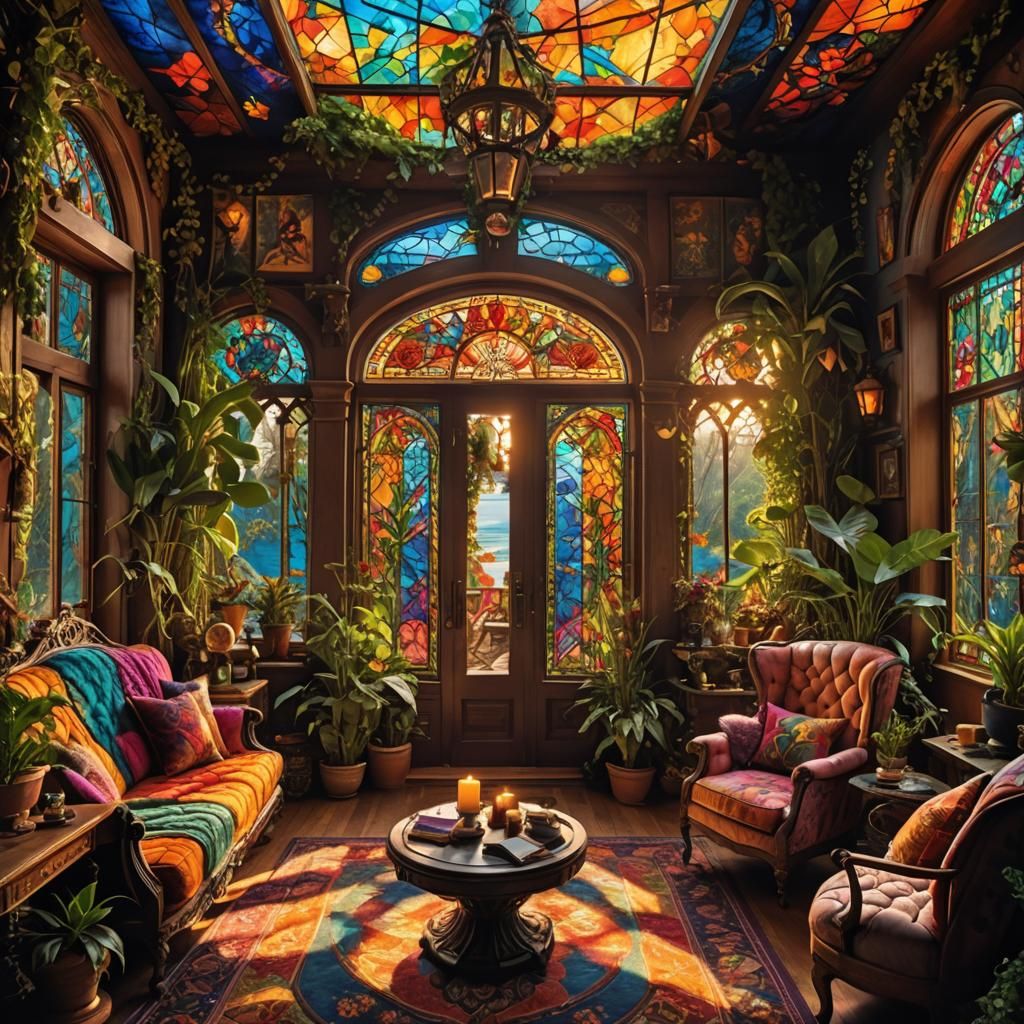 Stained-Glass Conservatory at the Beach