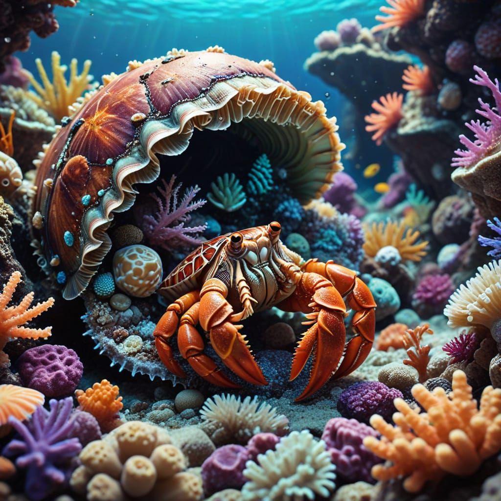 Kawaii Hermit Crab Finds New Home on Busy Reef