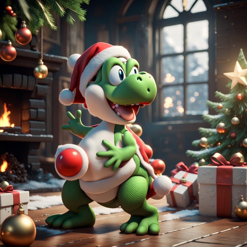 Yoshi Claus in Epic 3D Game Style