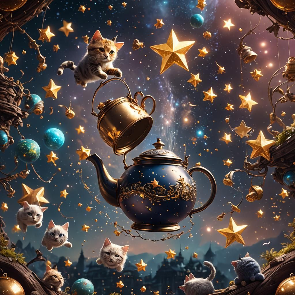 Magical Realism: Tea Kettle Stars and Shimmering Cat