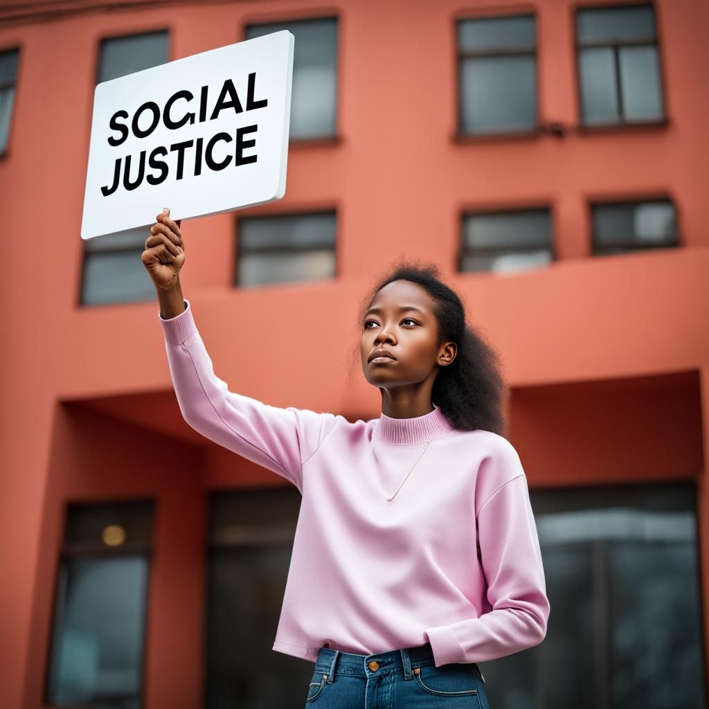 Social Justice Sign in Electric Storm of Energy