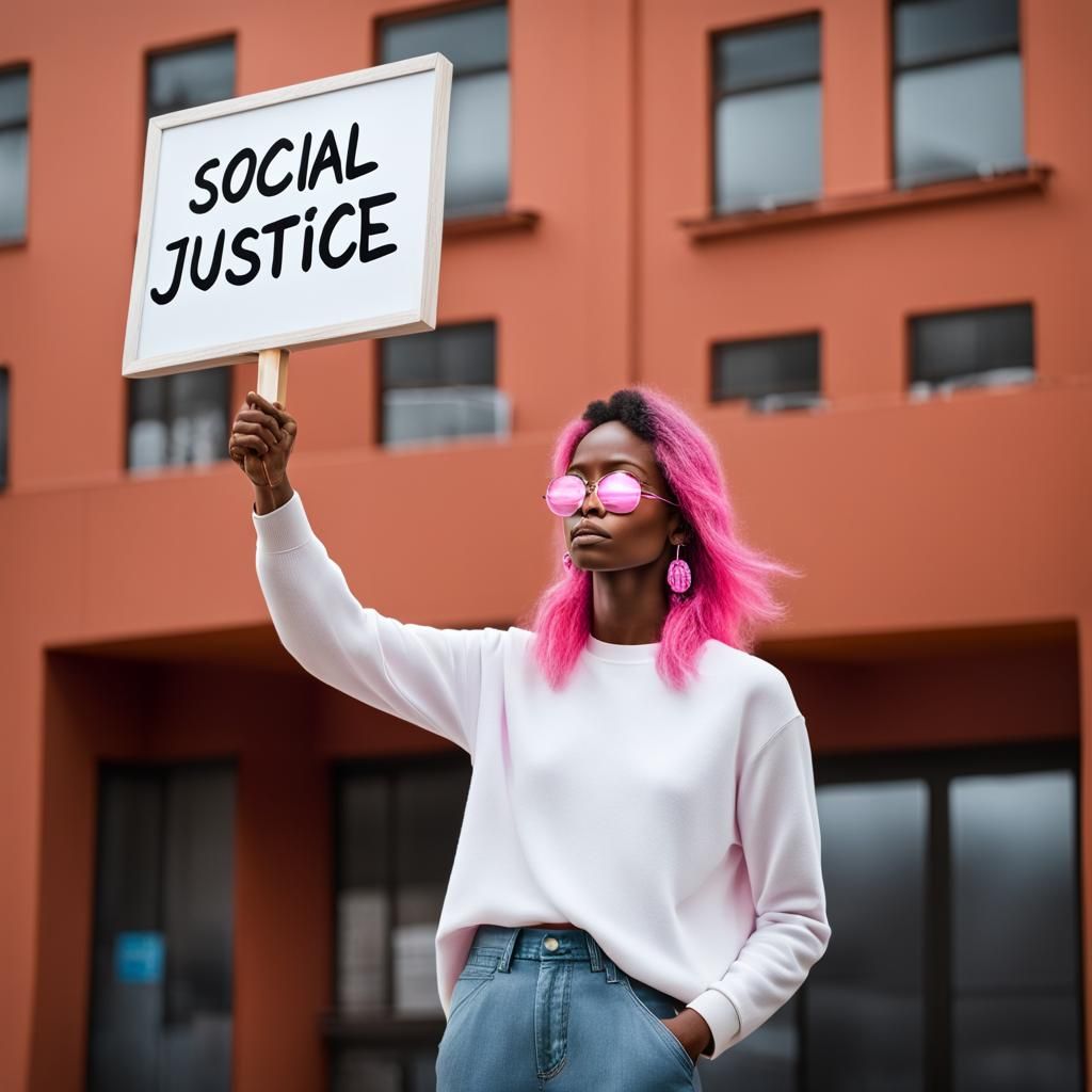 Social Justice Sign in Etheric Pink Storm
