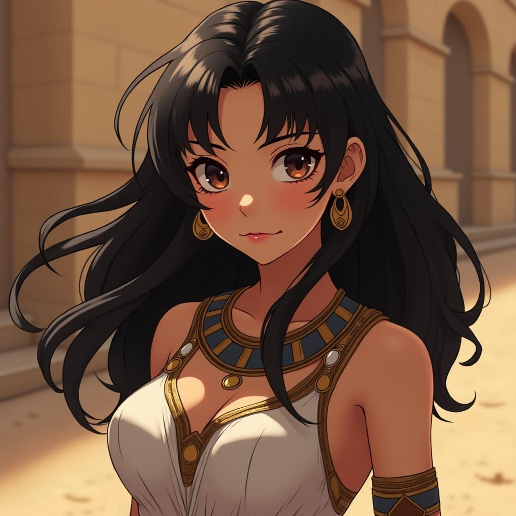 Beautiful Egyptian Anime Girl in Pharaohs Era