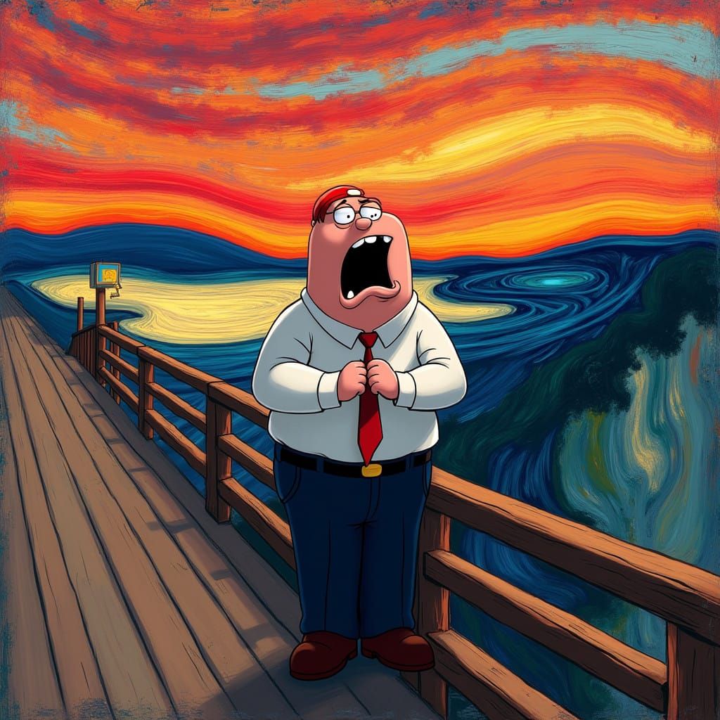 Peter Griffin in Munch-Style Artistic Anguish