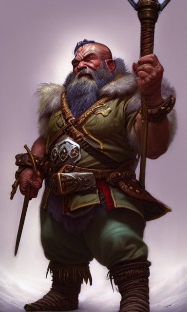 Detailed Dwarf Fighter Portrait in Digital Painting Style