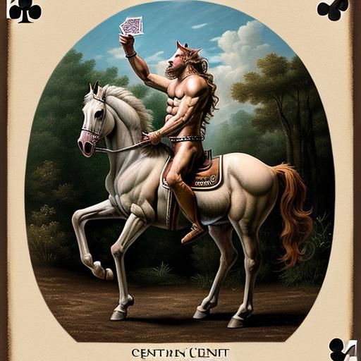 Centaur Plays Poker in AI-Generated Image