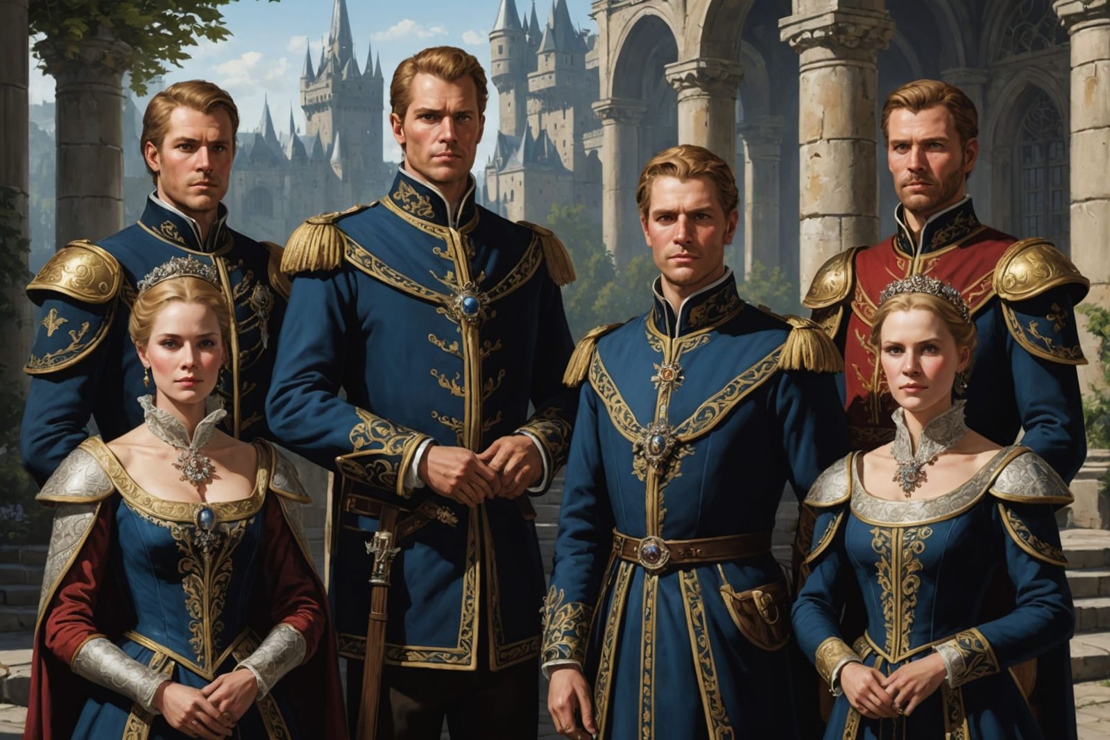 Elegant Portrait of Imperials in Regal Attire