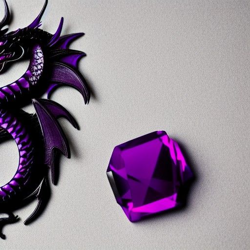 Purple and Black Dragon with Gemstone