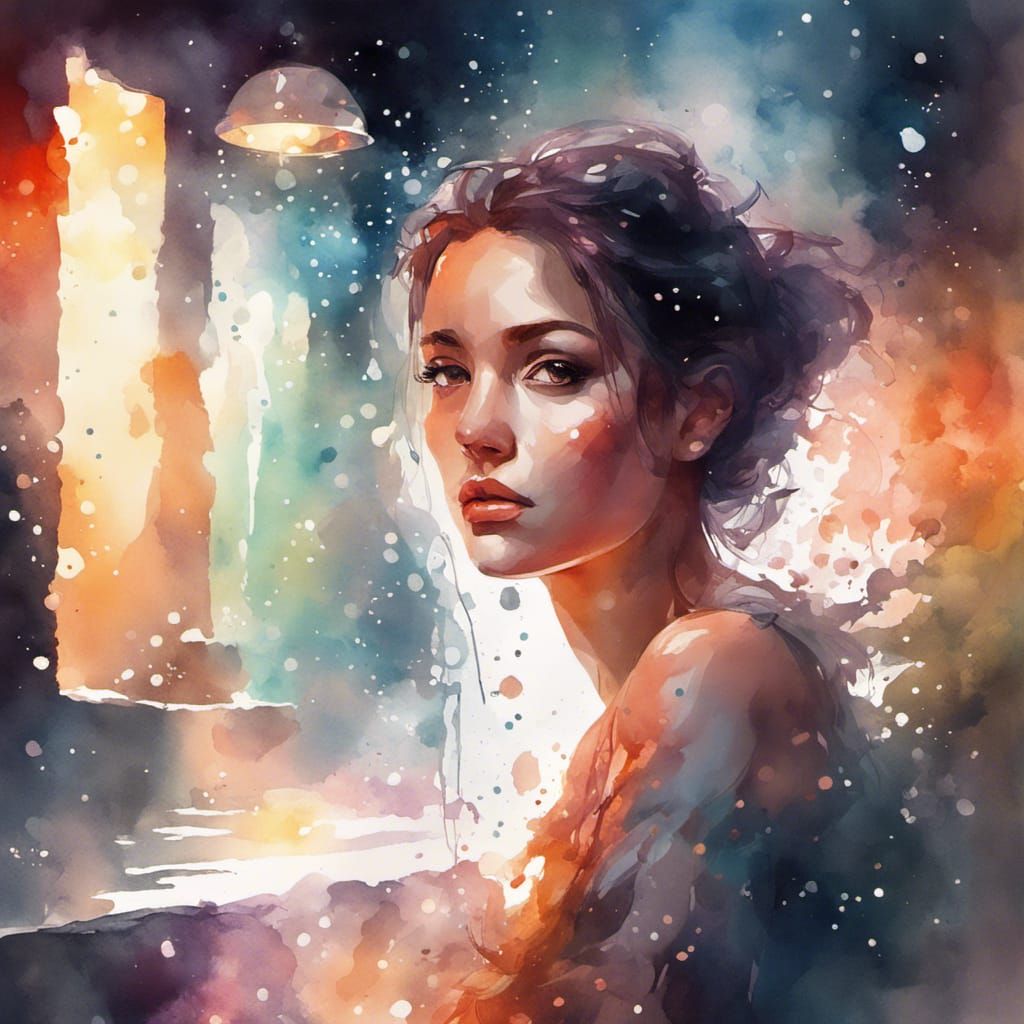 Female beauty depicts a scene drenched in serene melancholy,...