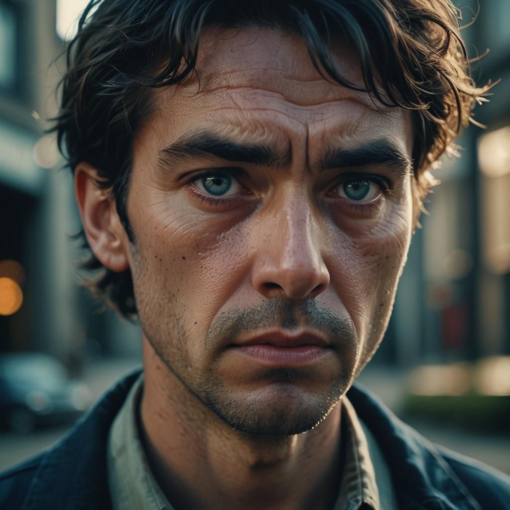 Confused Person in Dramatic Cinematic Still