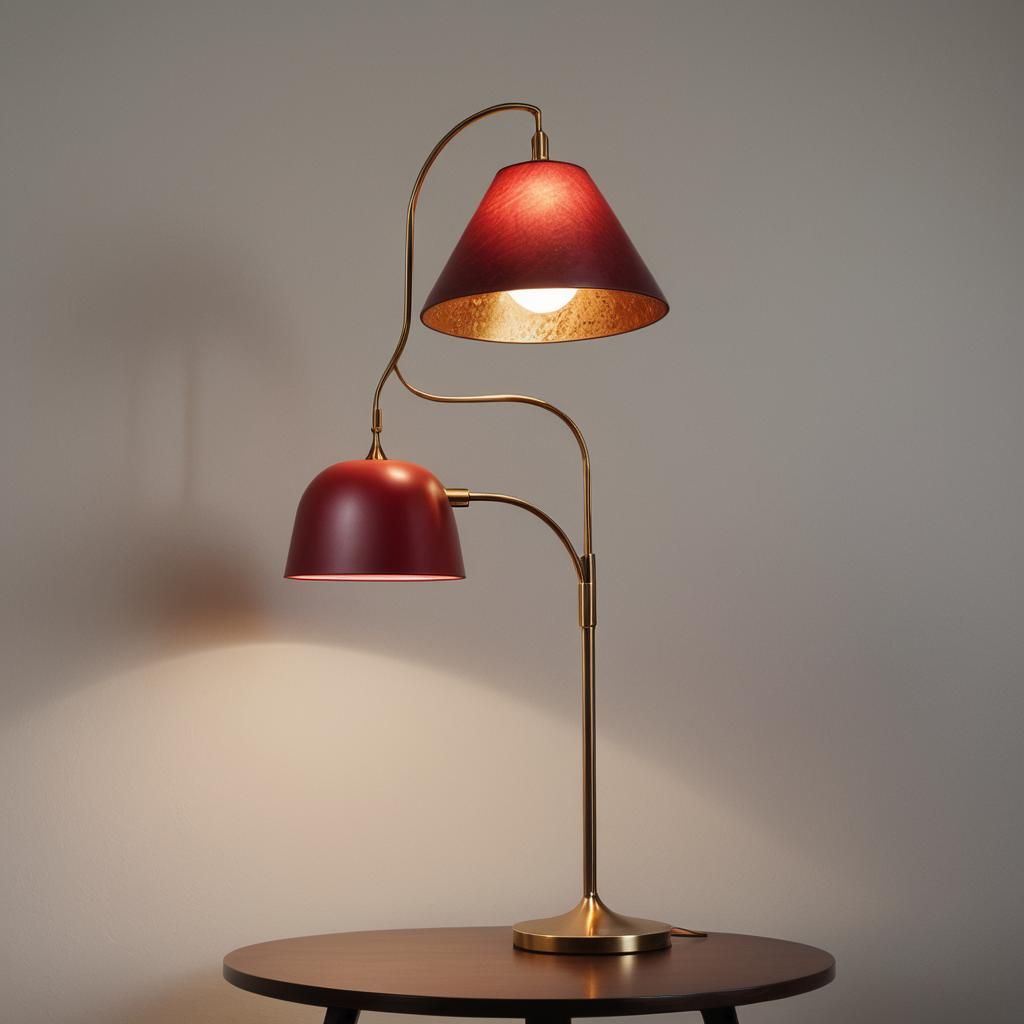 Whimsical Table Lamp with Red Lampshade, Concept Art