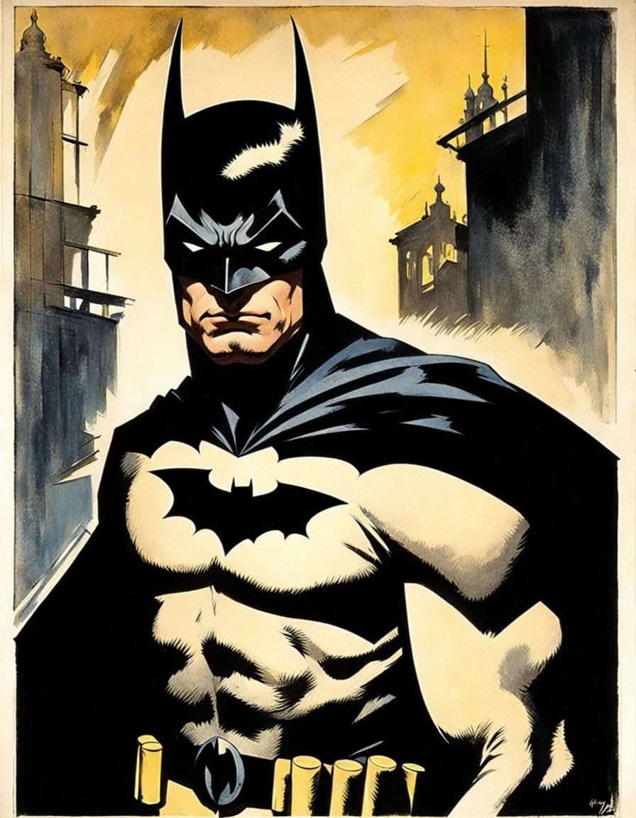 Intense 1940s Batman Portrait in Noir Style