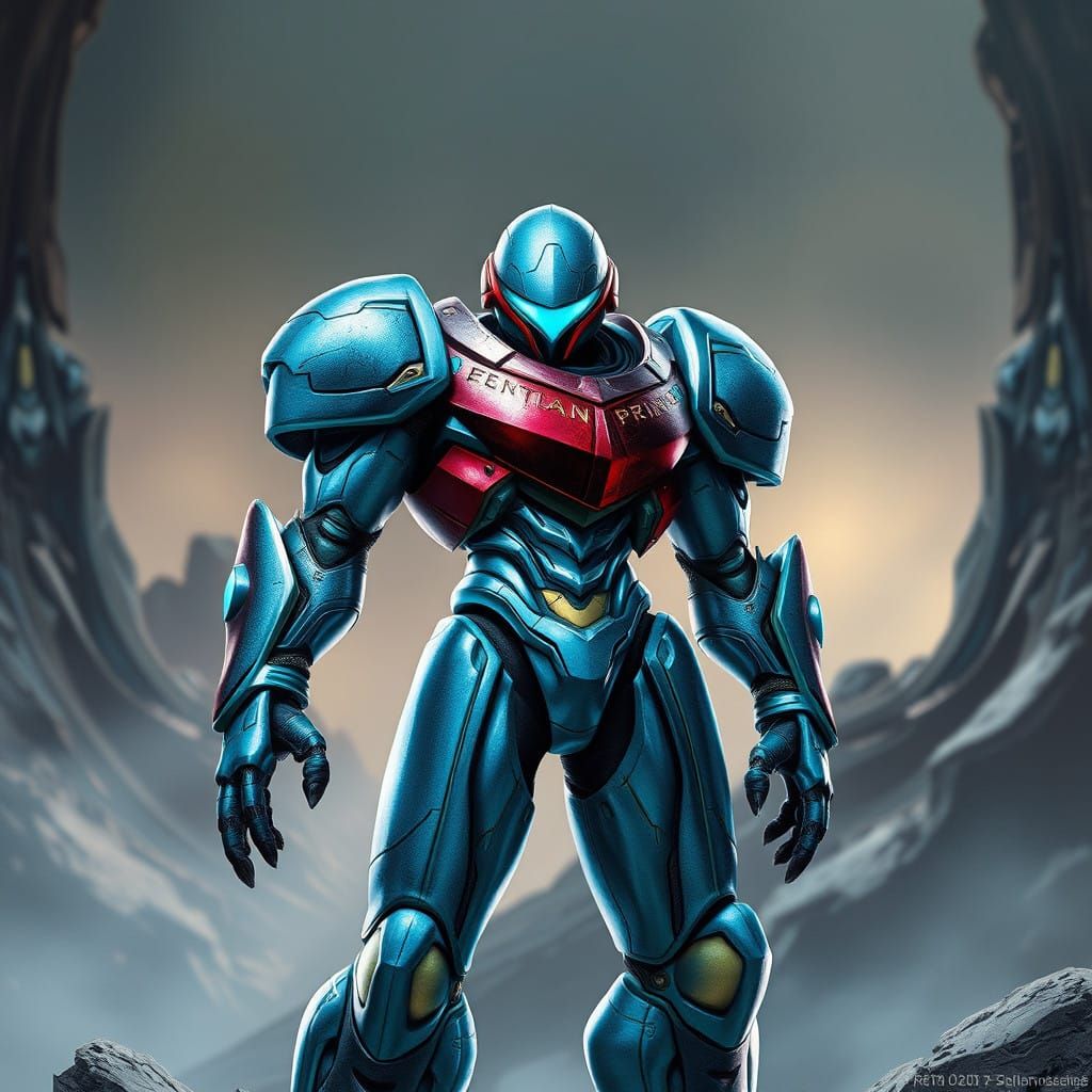 Retro-Futuristic Metroid Prime Alien Warrior Rundas