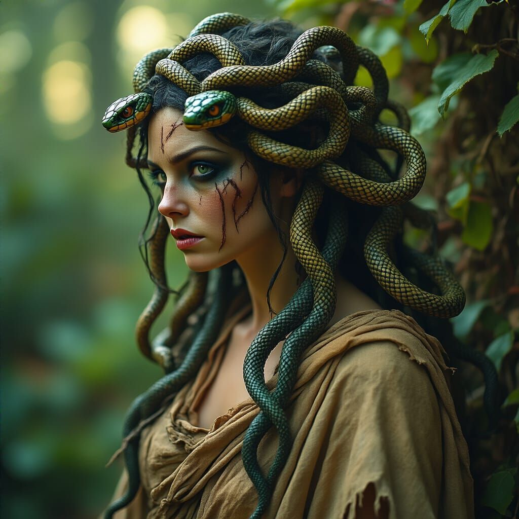 Hyperrealistic Medusa Portrait with Snakes for Hair