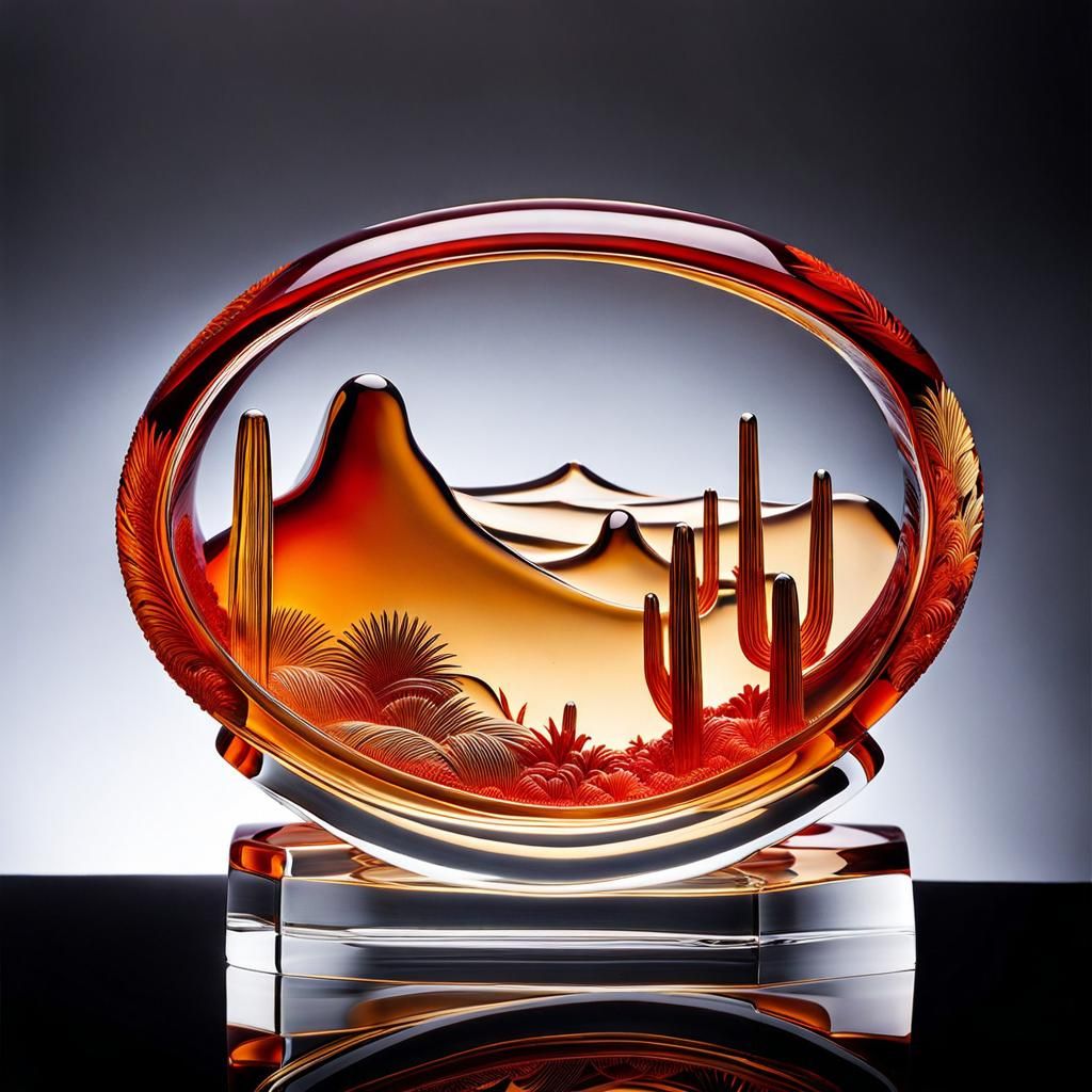 Baccarat Crystal Desert Scene Glass Sculpture