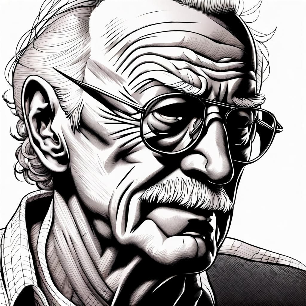 Striking Line Art Portrait with Dramatic Shadows