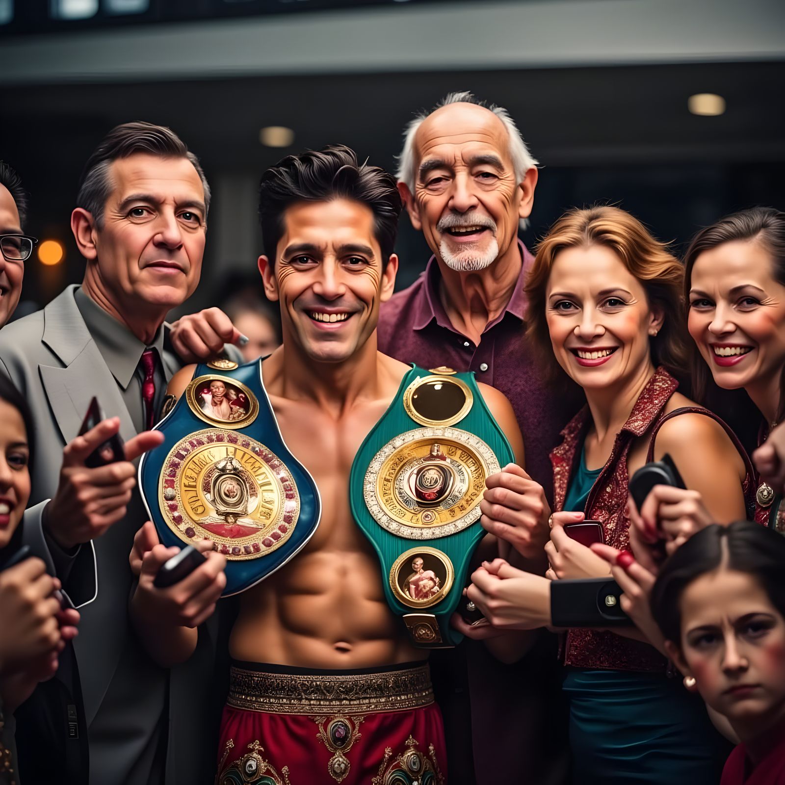 Champion Boxer in a Moment of Triumph