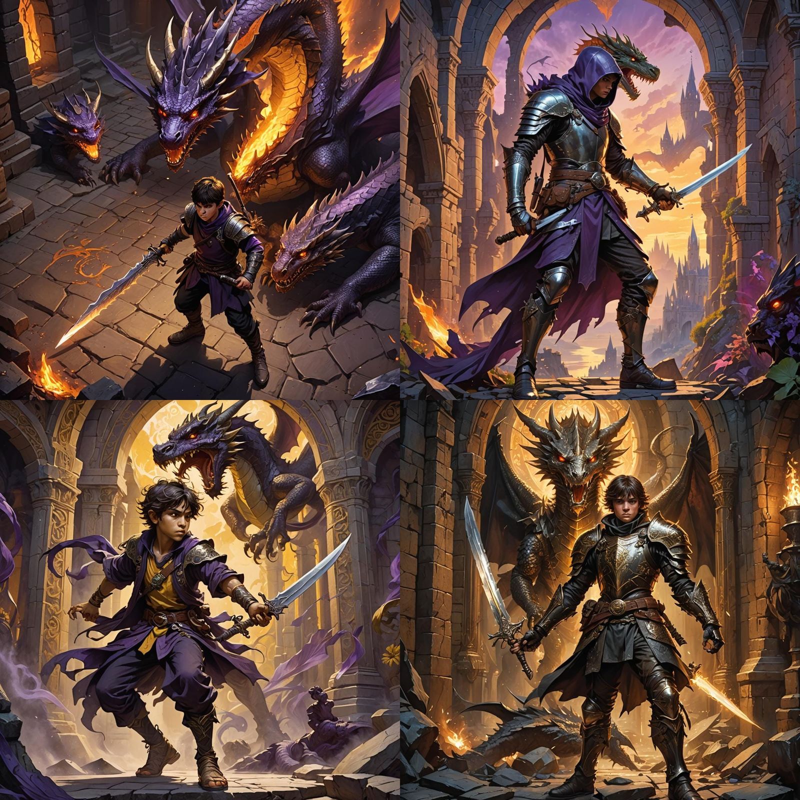 Boy Ready to Fight Dragon: Dark Fantasy Art