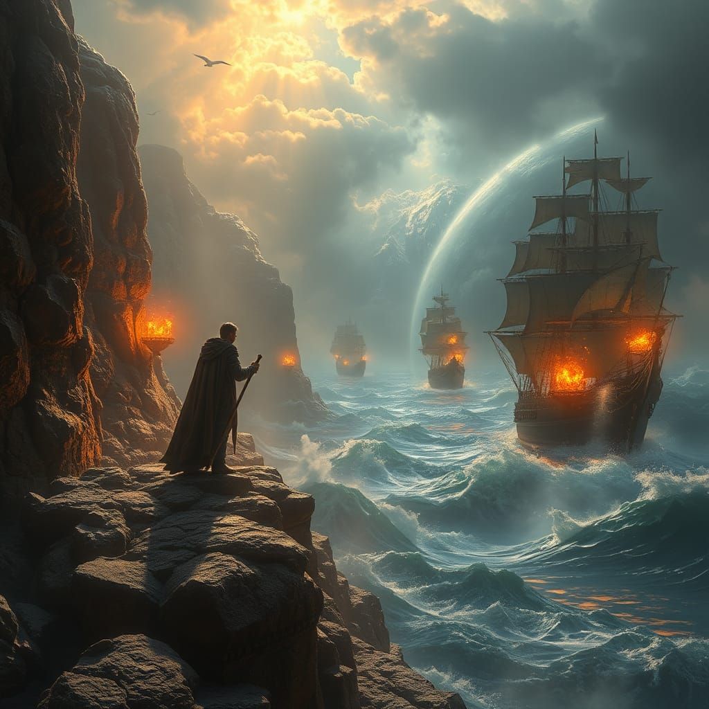 Epic Keeper Protecting Keys in Dramatic Digital Art