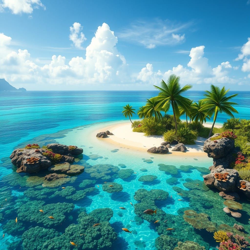 Tropical Island Paradise in Vibrant 3D