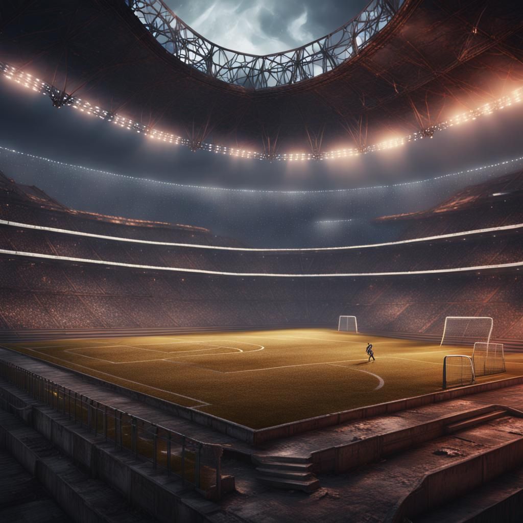 Apocalyptic Soccer Stadium at Night in Matte Painting