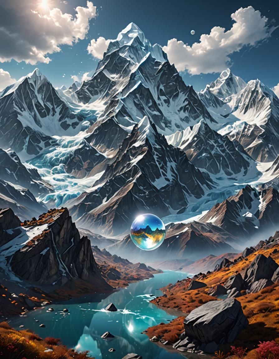 Reflecting Pearl Over Himalayas: Fantasy Concept Art