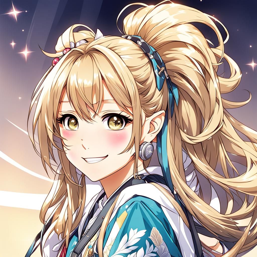 Beautiful Anime Girl Portrait in Cel-Shaded Style