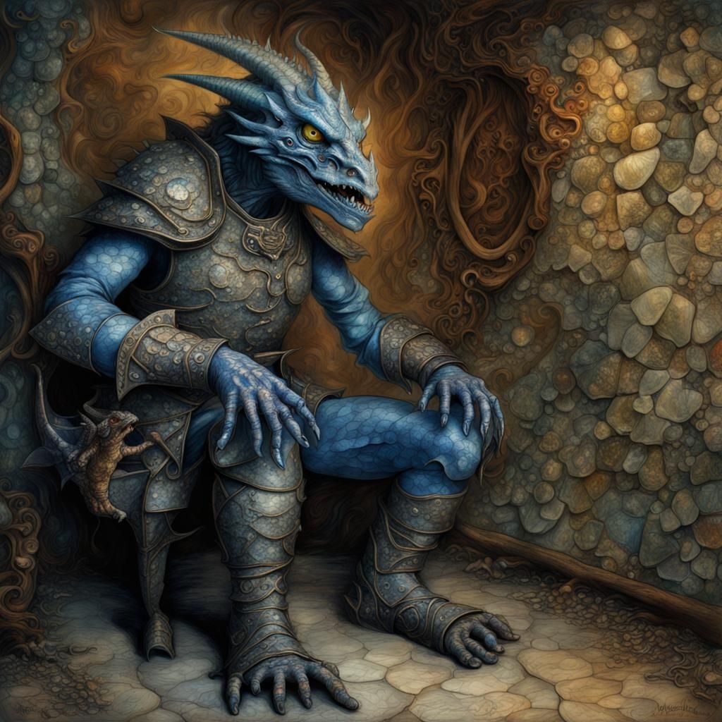 Dragonborn Humanoid with Iridescent Scales