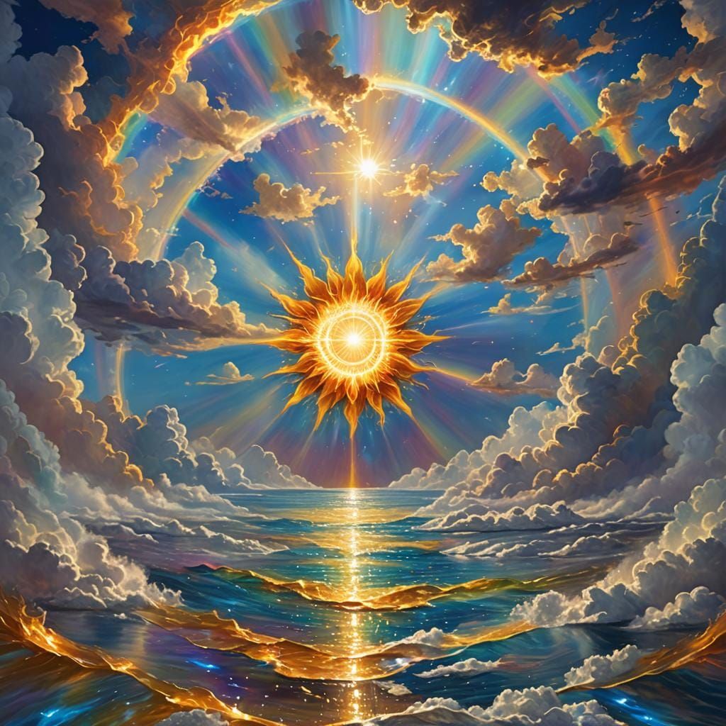 Interdimensional Being Lounging in Divine Sky: 8K Matte Pain...