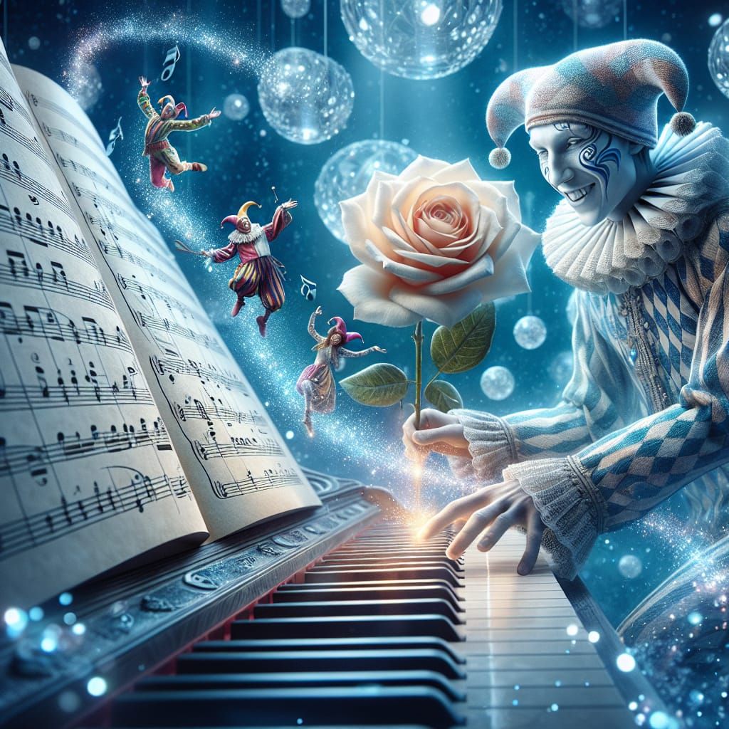 Girl Emerges from Music Book, Plays Piano