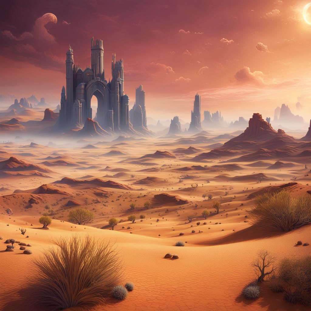 Fantastical Desert Plains in Detailed Matte Painting