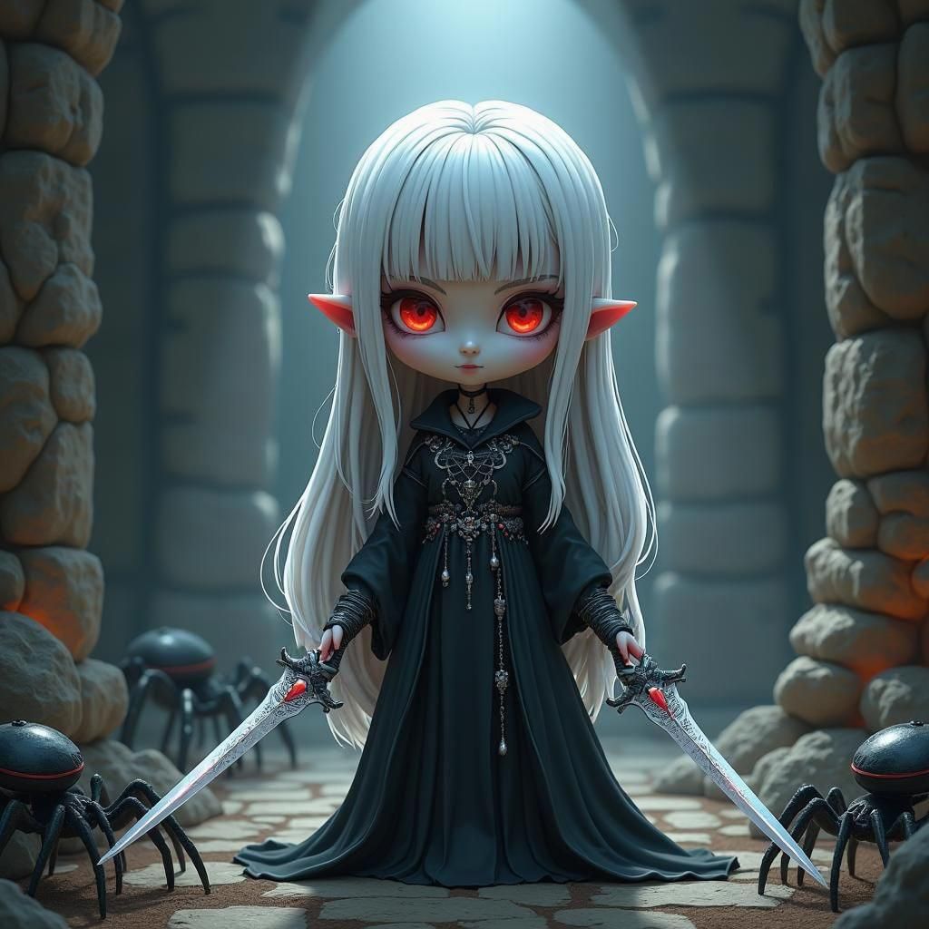 Drow Priestess of Lolth: 3D Anime Art