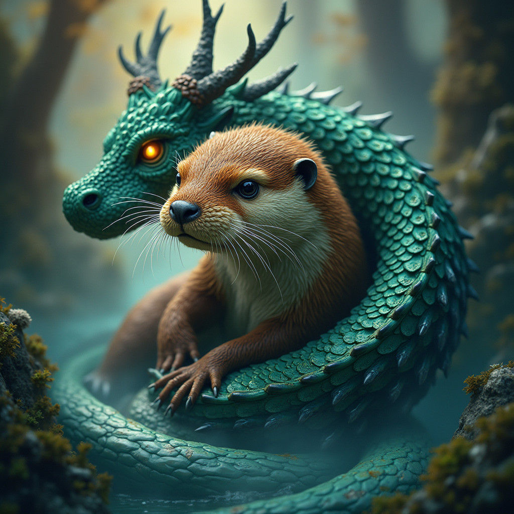 Otter to Dragon Transformation: Fantasy Concept Art